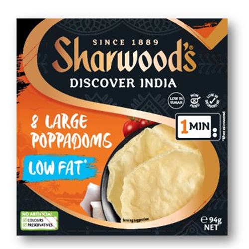 Pappadums Large Low Fat 94g 8's