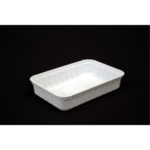 Containers White Rectangle Ribbed 500ml 50s