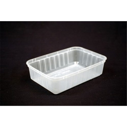 Containers Clear Rectangle Ribbed 750ml 50s