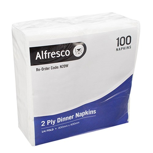 Napkin 2ply White Dinner 1/4 Fold 1000's